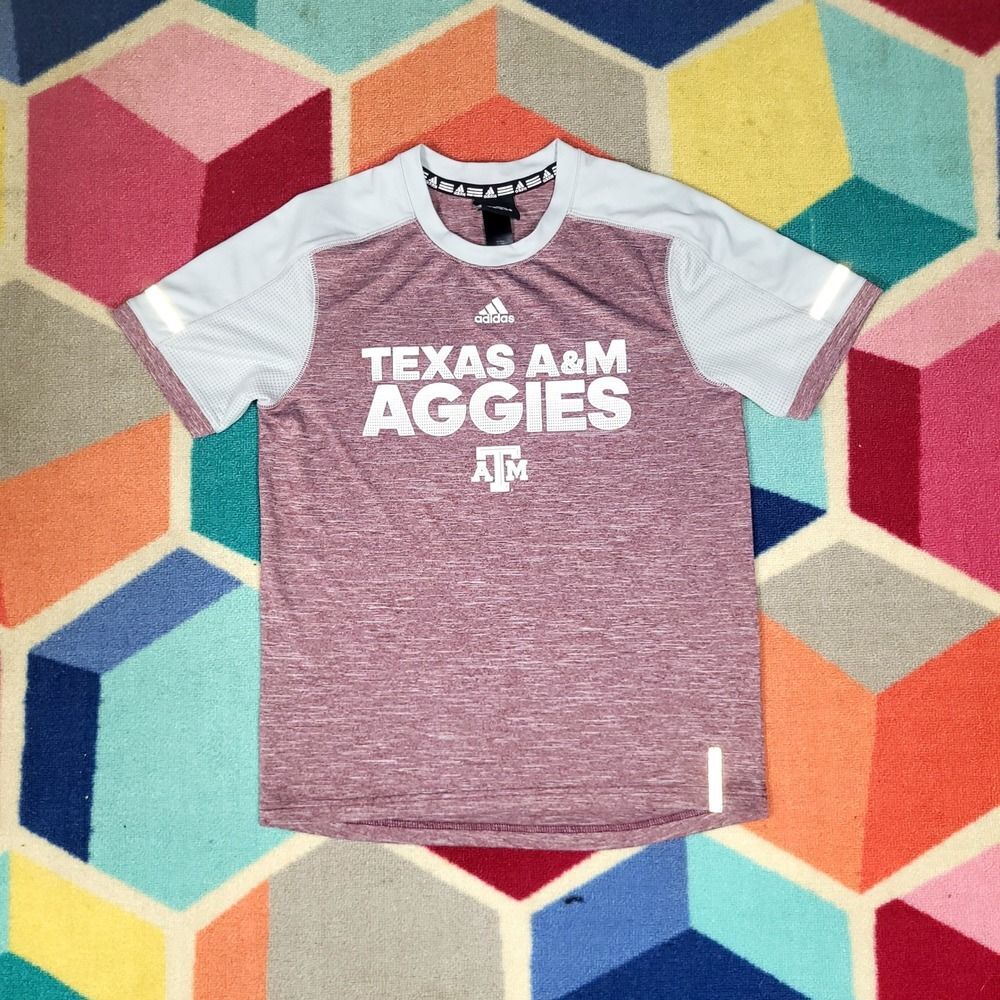 Adidas Texas A&M Aggies Maroon Training T-Shirt Athletic Tee Boys Large 14/16